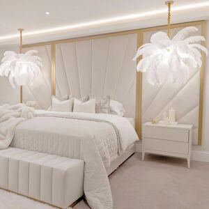 Sunburst Cream Velvet & Gold Luxury Wall Mounted Headboard with Wings, Emperor