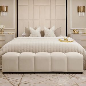 Venus Cream & Gold Premium Upholstered Bench, Super King