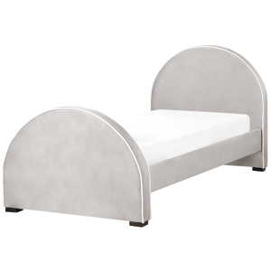 Beliani Bed Grey Velvet Upholstered Frame Headrest 3ft EU Single Size Bedroom Kids Room Modern Traditional Material:Velvet Size:x100x102