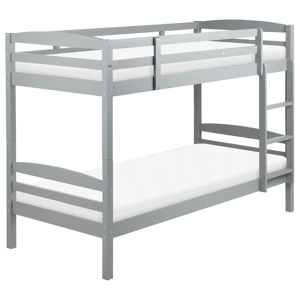 Beliani Bunk Bed Grey Pine EU Single Size 3ft 90 x 200 cm High Sleeper Children Kids Bedroom Ladder Slats Material:Pine Wood Size:x147x97