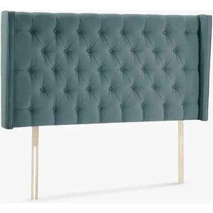 John Lewis Harlow Strutted Upholstered Headboard, Super King Size - Deep Velvet Petrol - Unisex - Size: Super King Size