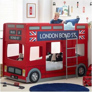 Julian Bowen Bond Street Double Decker Bus Bunk Bed Frame - Red Lacquer - Unisex - Size: Single