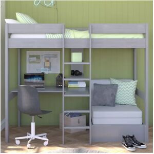 Stompa High Sleeper with Built in Desk and Chair Bed, Extra Long Single - Grey - Unisex - Size: Single