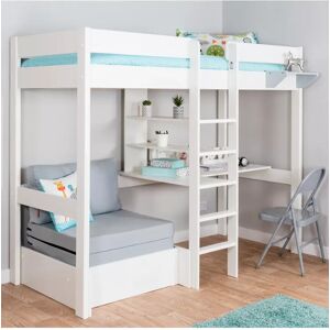 Stompa High Sleeper with Built in Desk and Chair Bed, Extra Long Single - White - Unisex - Size: Single