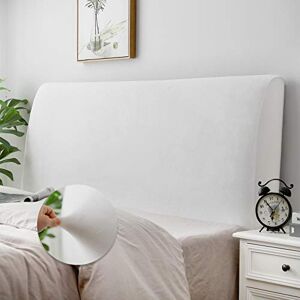 Caijin Bed Headboard Slipcover, Stretch Bed Headboard Covers, Dustproof Protector Cover for Linen Fabric Tufted Upholstered Headboard (White, 150-170 CM（Queen）)