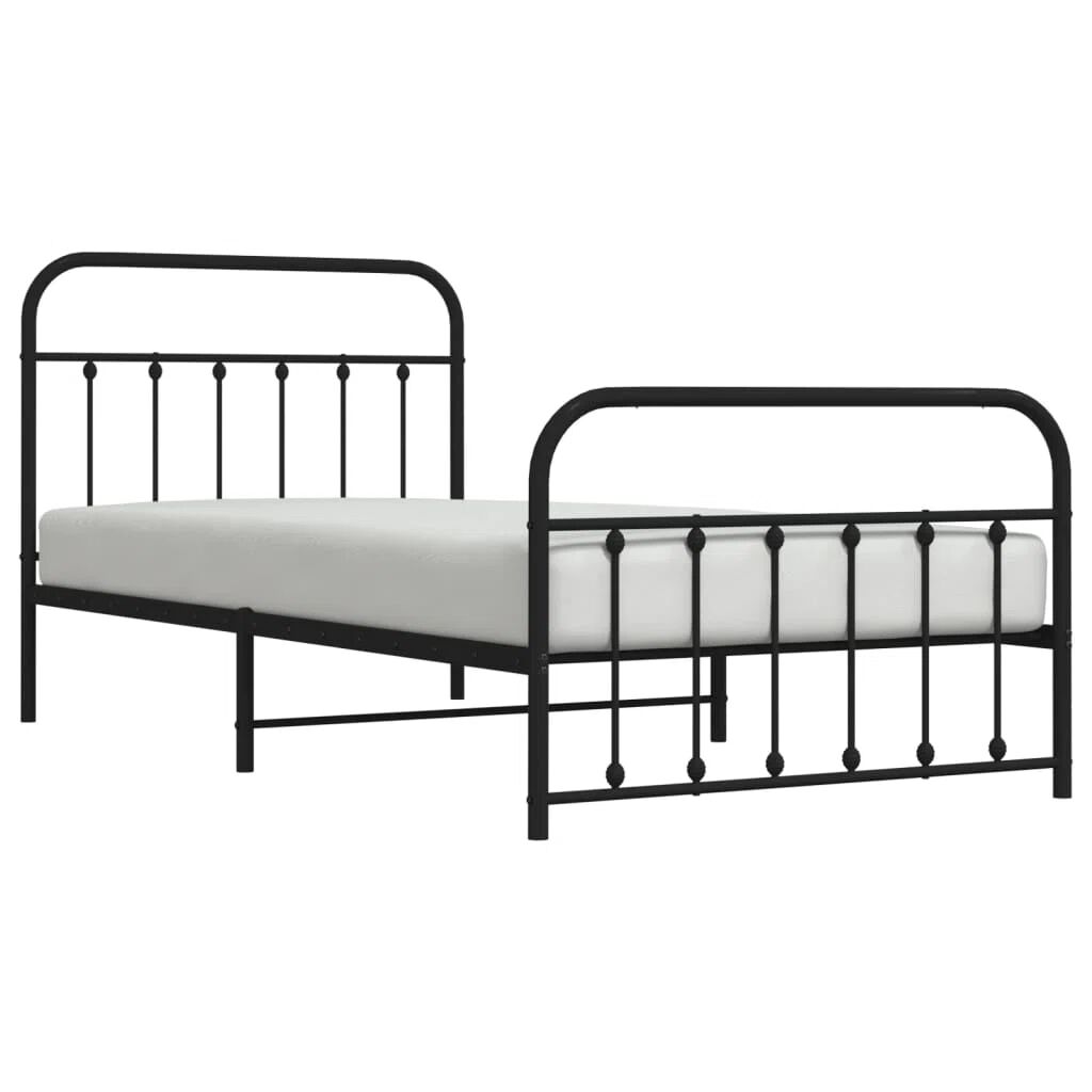 Photos - Bed Frame VidaXL Metal  With Headboard And Footboard White white 100.0 H x 