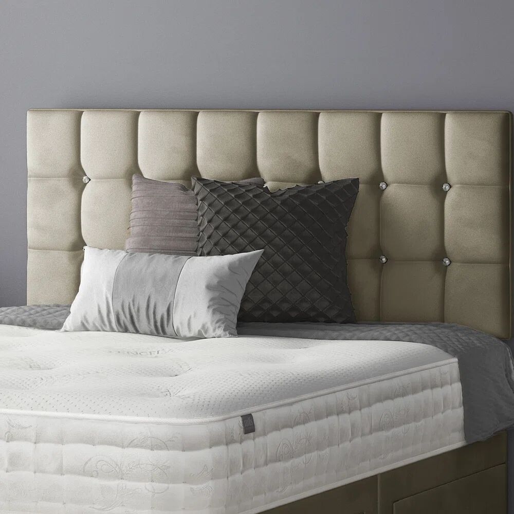 Photos - Bed Frame Rosdorf Park Rochester Upholstered Headboard white/brown 61.0 H x 120.0 W
