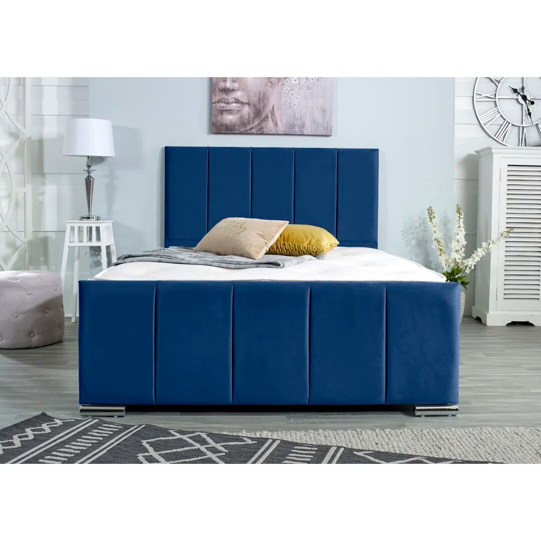 Photos - Bed Frame Wayfair Sleep Rossing Upholstered  blue/white 118.11 H x 129.5 W
