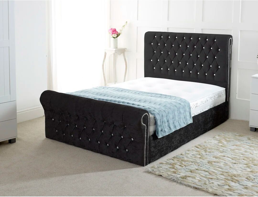 Photos - Bed Frame Mercer41 Brandi Upholstered Sleigh Bed black 127.0 H x 152.0 W x 213.0 D c