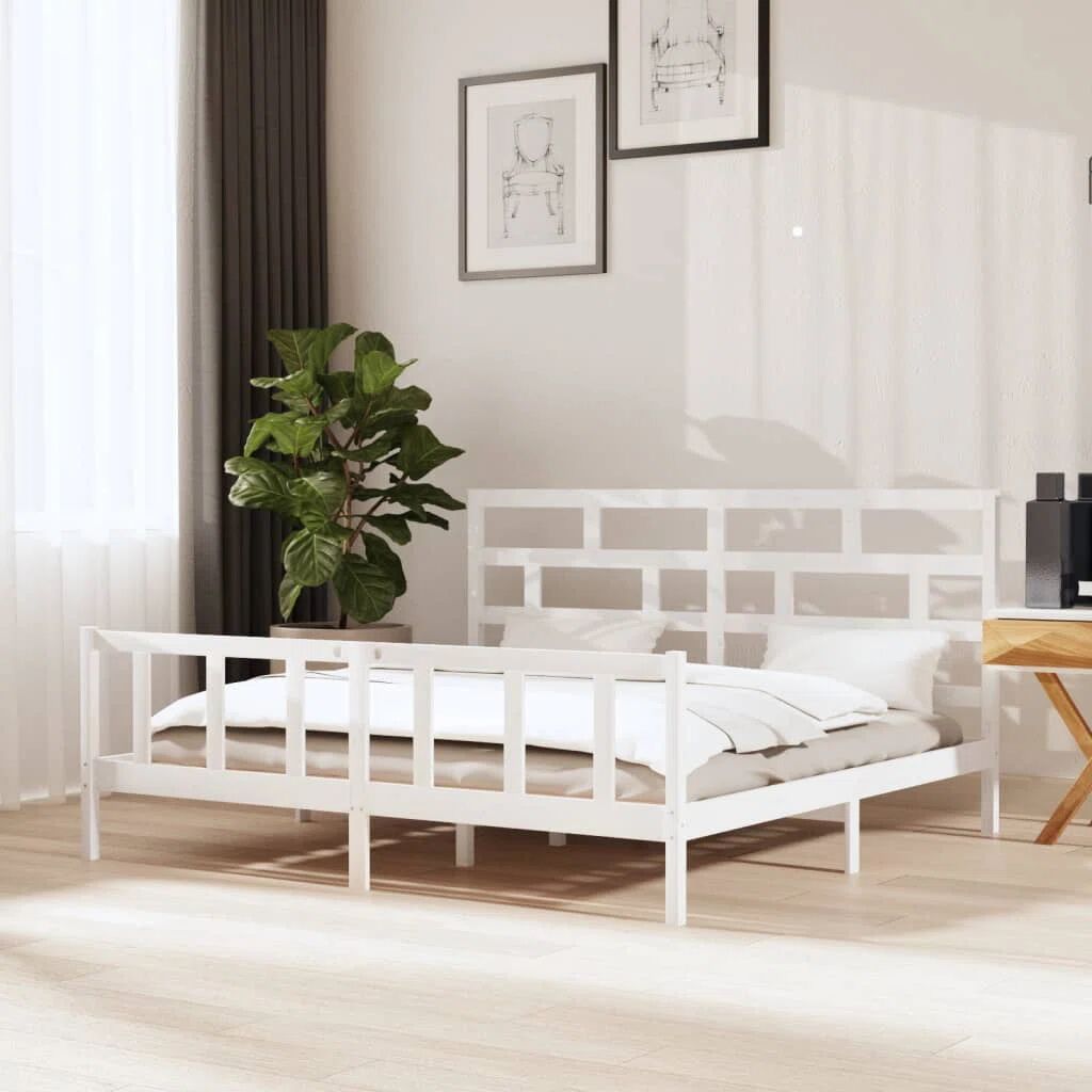 Photos - Bed Frame 17 Stories  Solid Wood white 155.5 H x 155.5 W cm