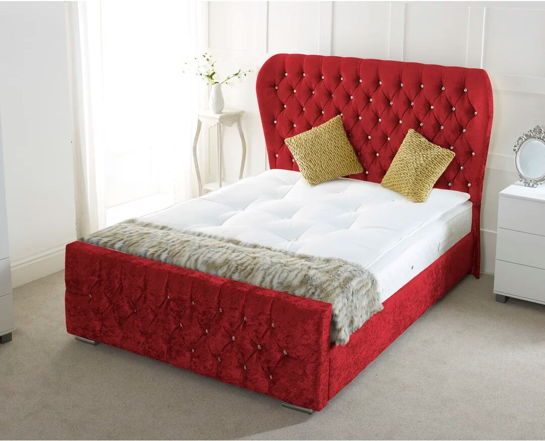 Photos - Bed Frame Mercer41 Sarai Upholstered Sleigh Bed red 127.0 H x 140.0 W x 192.0 D cm