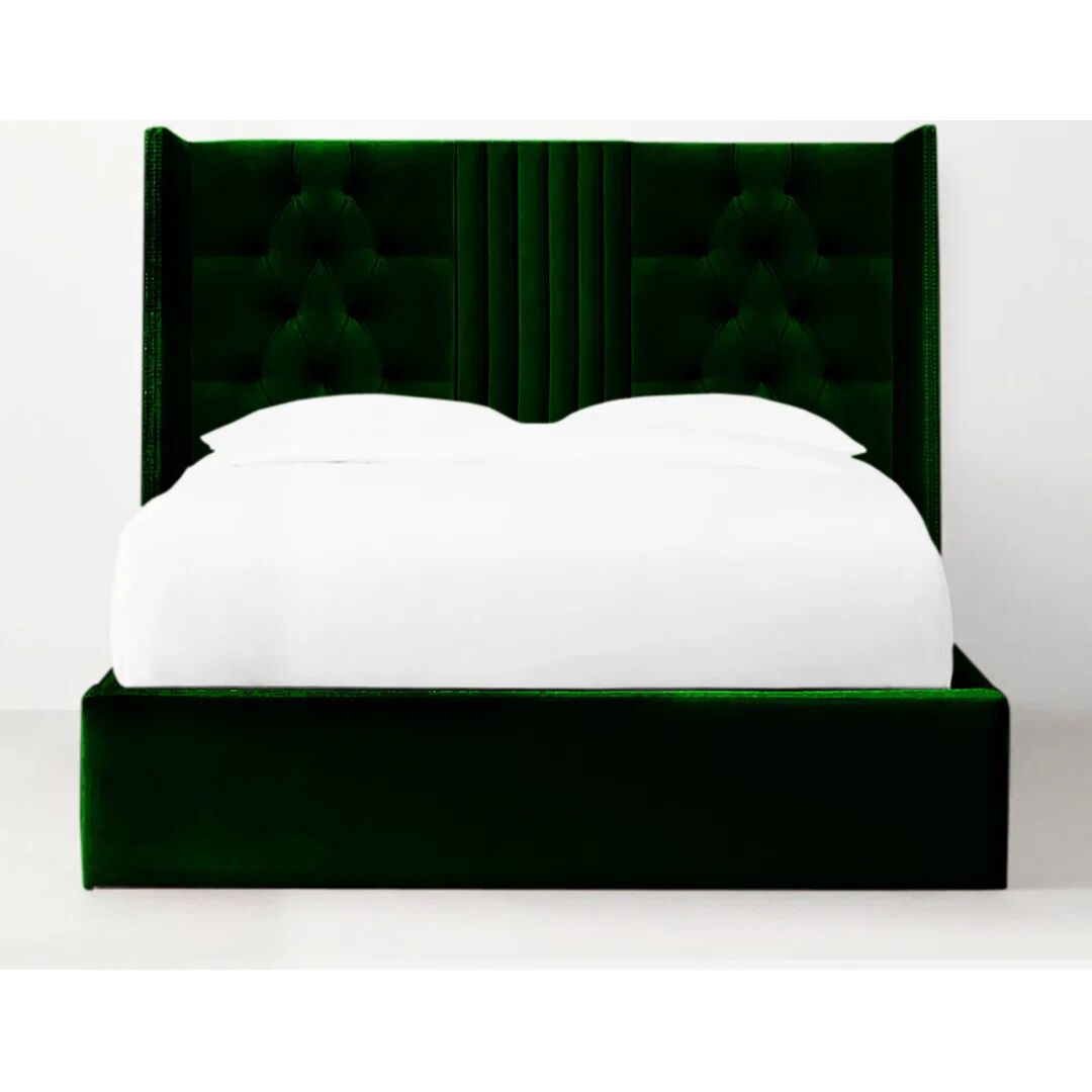 Photos - Bed Frame Rosdorf Park Rixos Upholstered  green 142.0 H x 195.0 W x 216.0 D