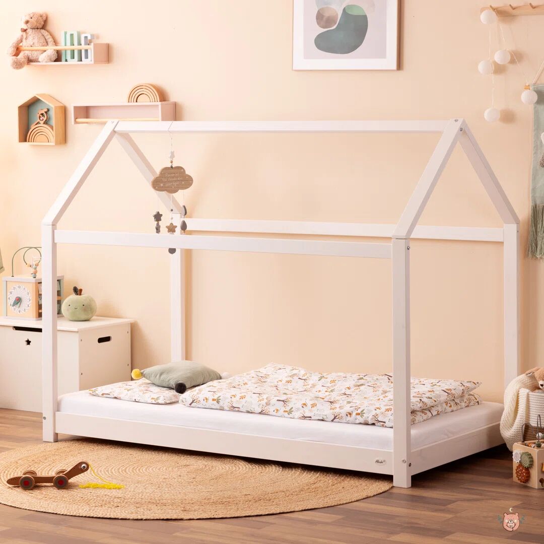 Photos - Bed Frame Alcube® HOLMI Montessori Style House Beds with Slatted Frame and Roof for