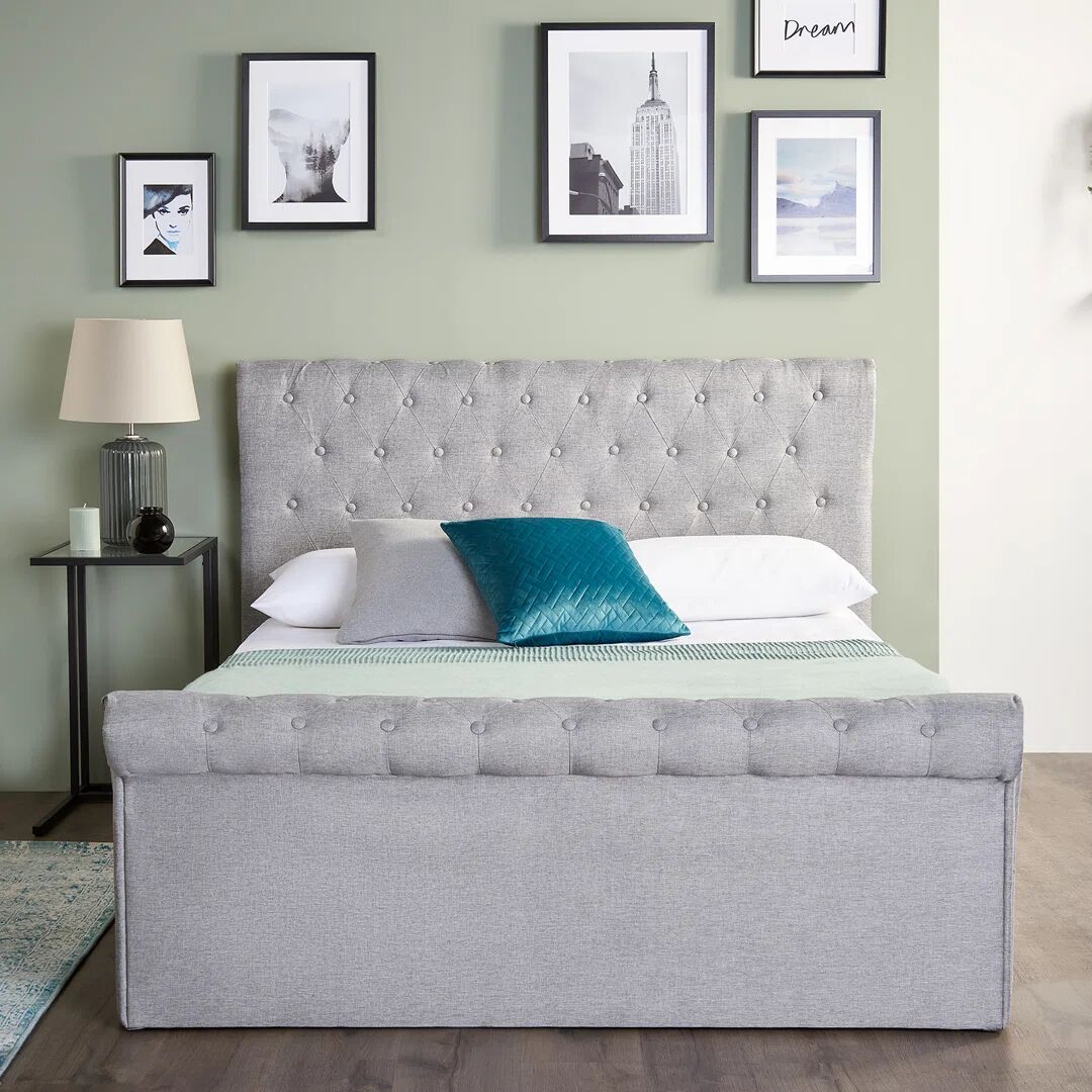 Photos - Bed Frame Etta Avenue Dorian Upholstered Ottoman Bed white 105.0 H x 140.0 W x 220.0