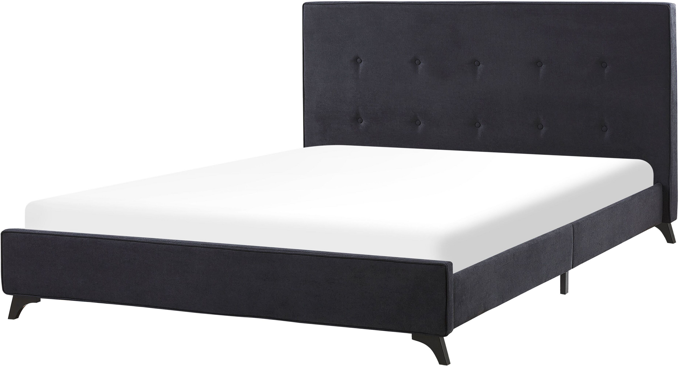 Beliani Double Bed Frame Black 140 x 200 cm Upholstered