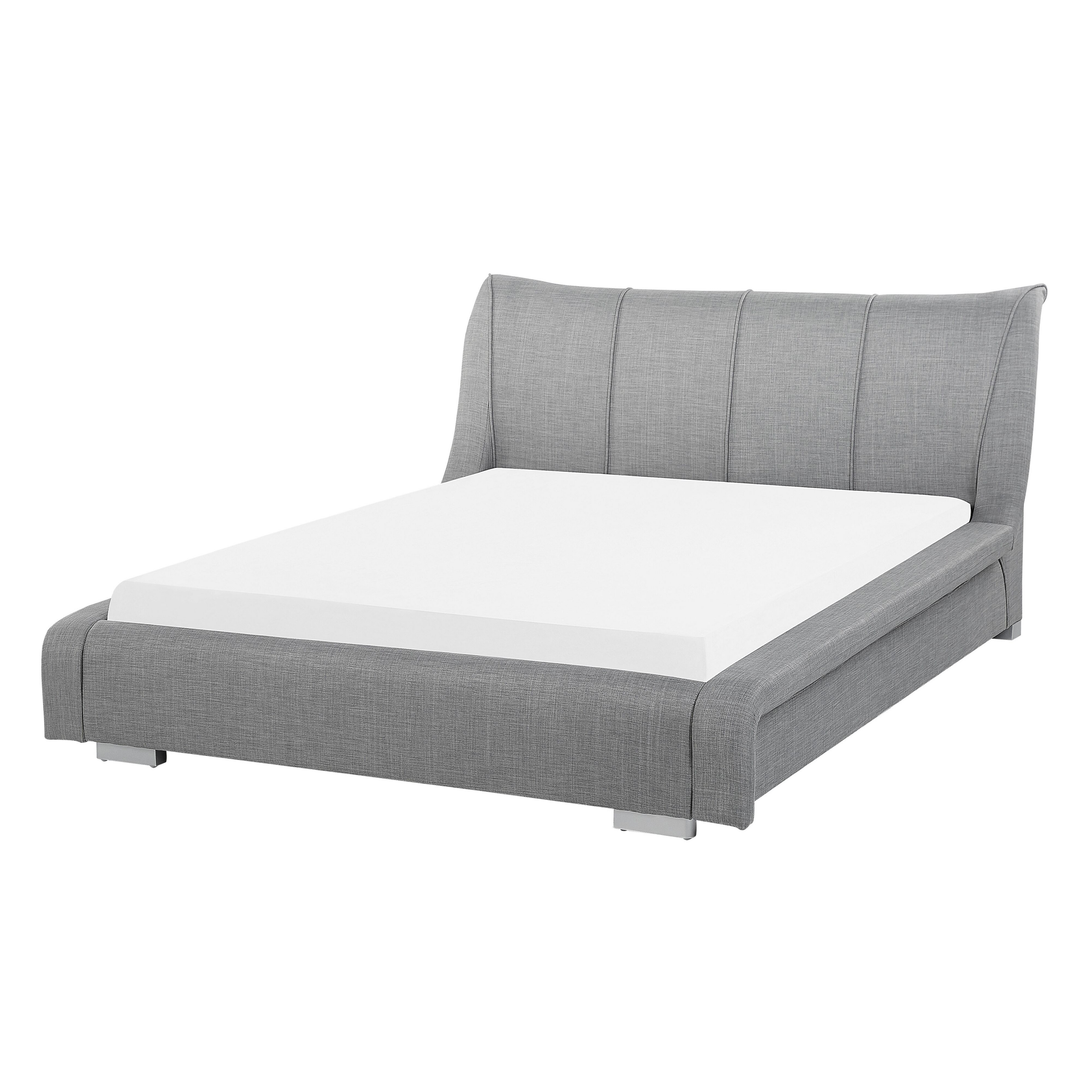 Beliani Waterbed Grey Fabric EU Double Size 4ft6 Accessories Wave Reduction Large Headboard Modern