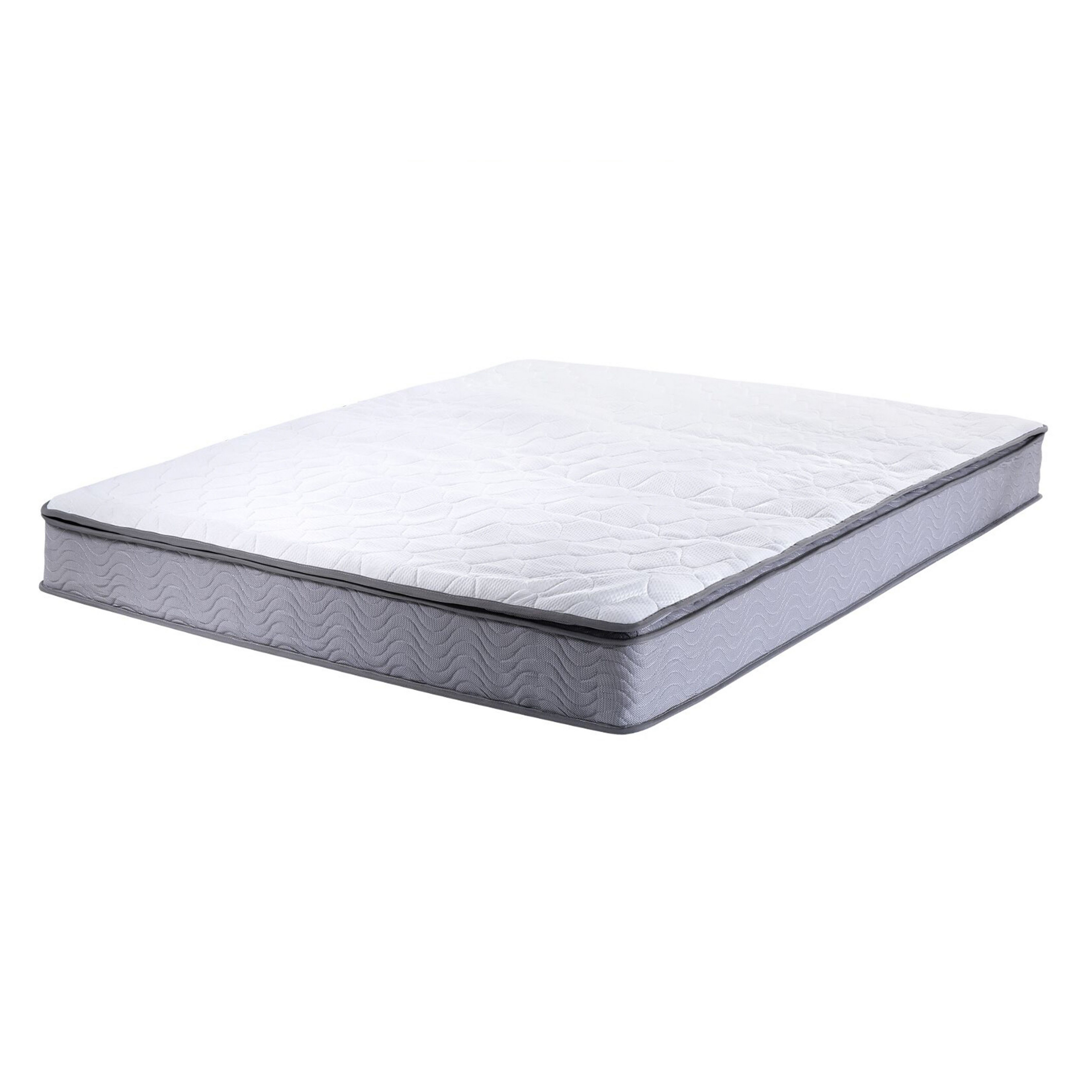 Beliani Pocket Spring Mattress White with Grey Fabric EU Double Size 4ft6 Medium Firm