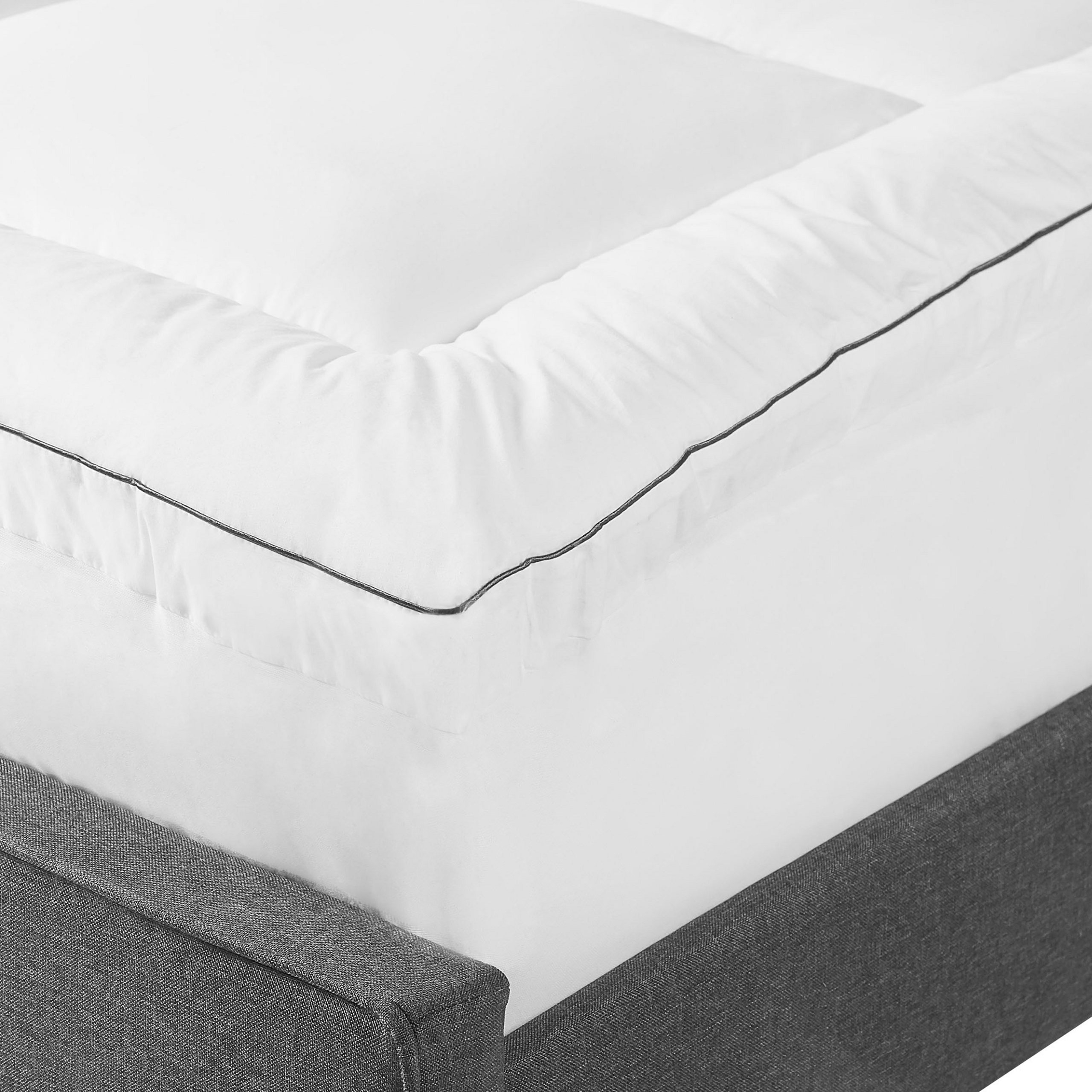 Beliani Mattress Topper White Japara Cotton EU Double Size 140 x 200 cm 4 cm Depth