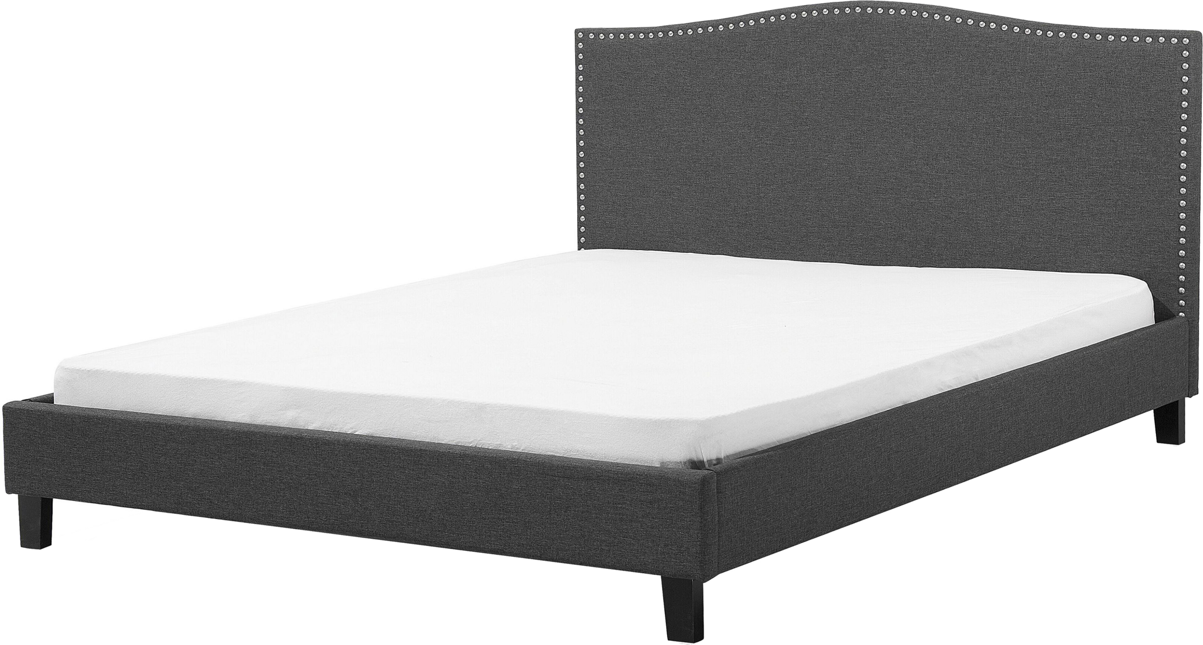 Beliani Bed Frame Grey Polyester Upholstered 6ft EU Super King Size Traditional Design