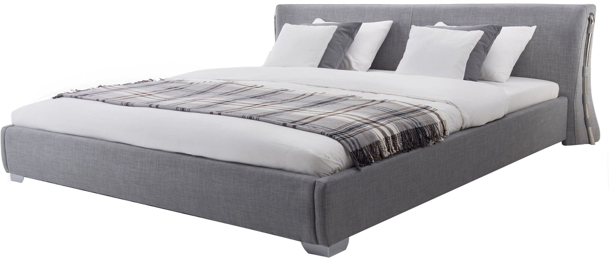 Beliani EU Super King Size Water Bed 6ft Grey Fabric with Accessories Contemporary