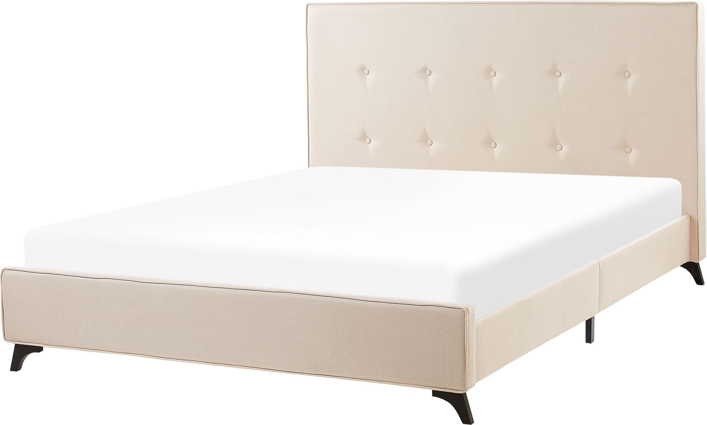 Beliani Double Bed Frame Beige 140 x 200 cm Upholstered