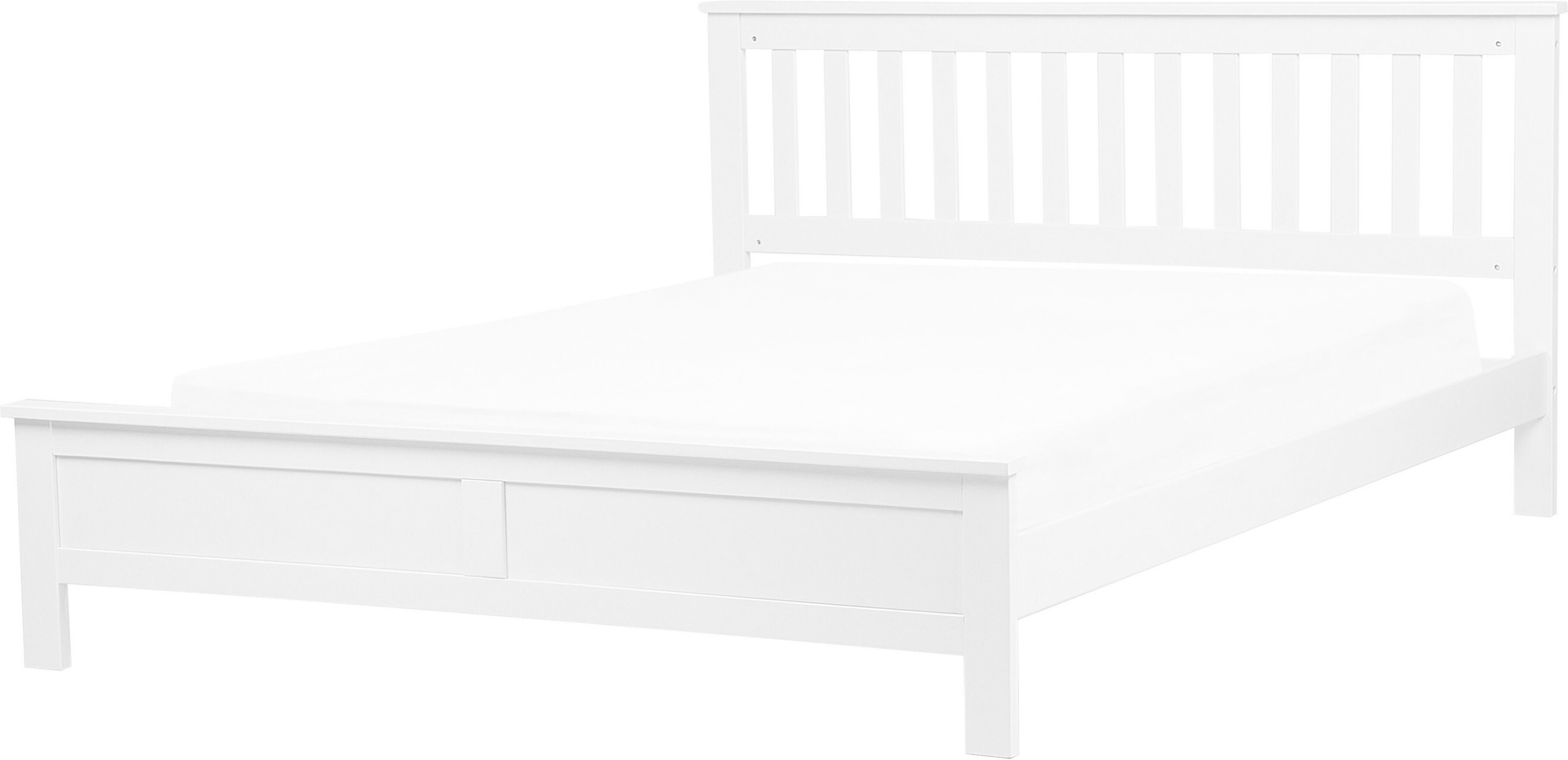 Beliani Bed Frame White Pine Wood King Size 5ft3 Scandinavian Style