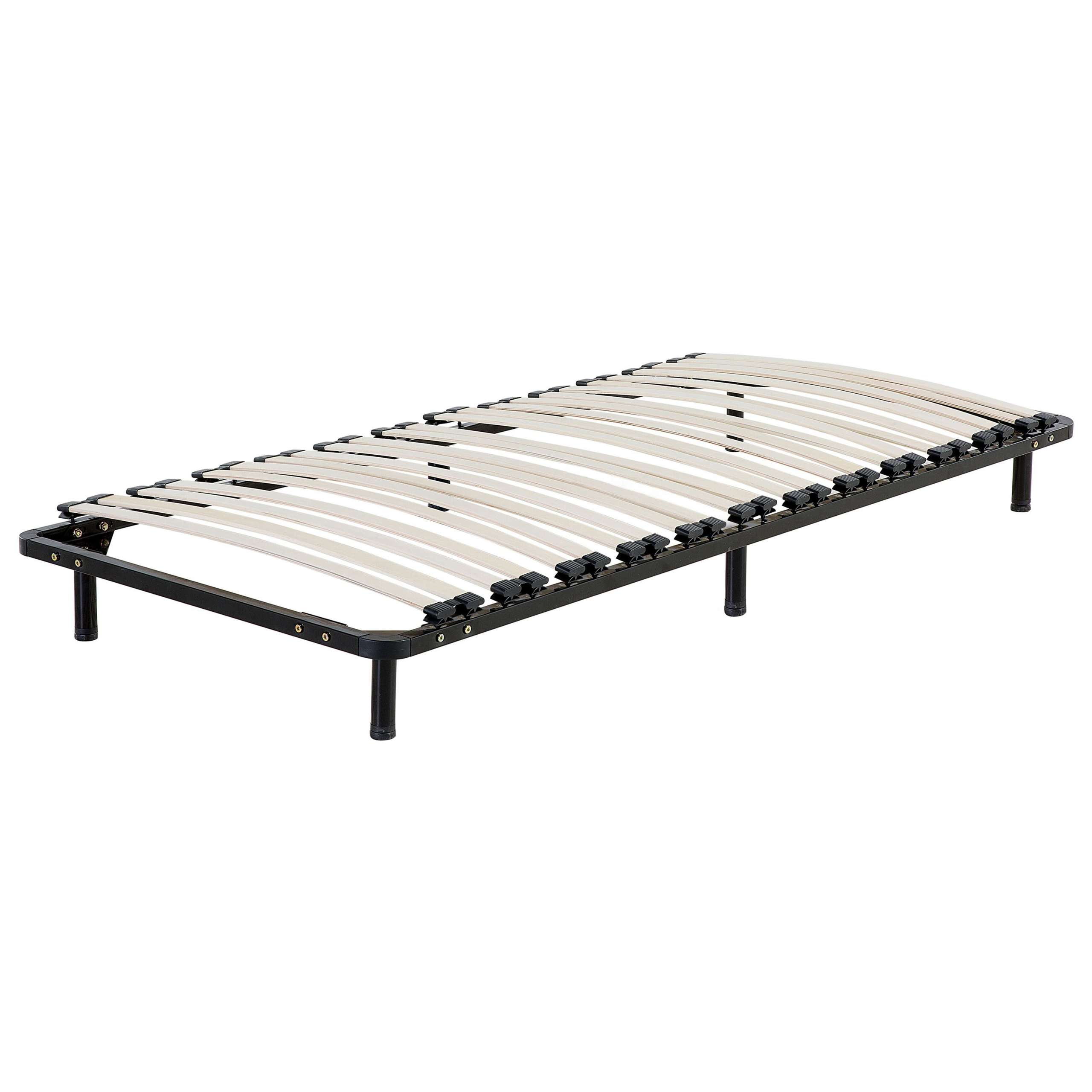 Beliani Freestanding Bed Base EU Single Size 3ft Solid Wood Slats Metal Frame on Legs