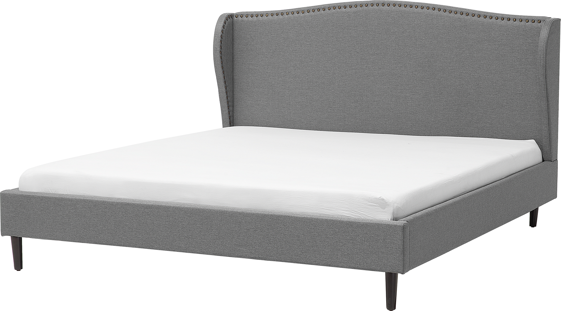 Beliani Bed Frame Grey Fabric Upholstery Super King Size 6ft Traditional