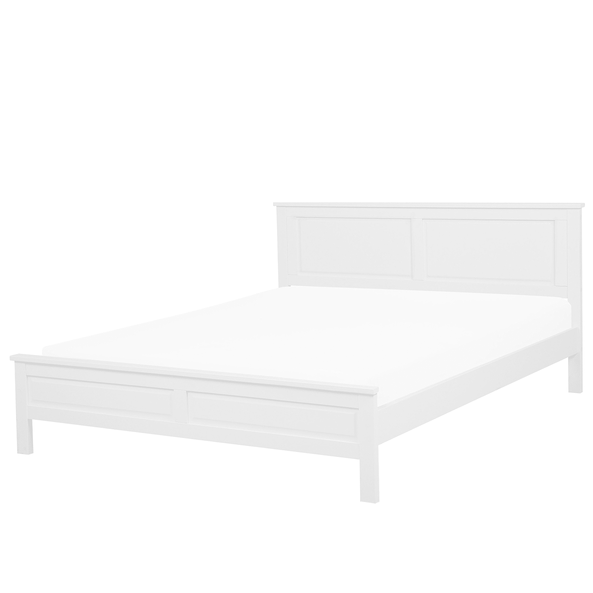 Beliani Bed Frame White Pine Wood King Size 5ft3 Scandinavian Style