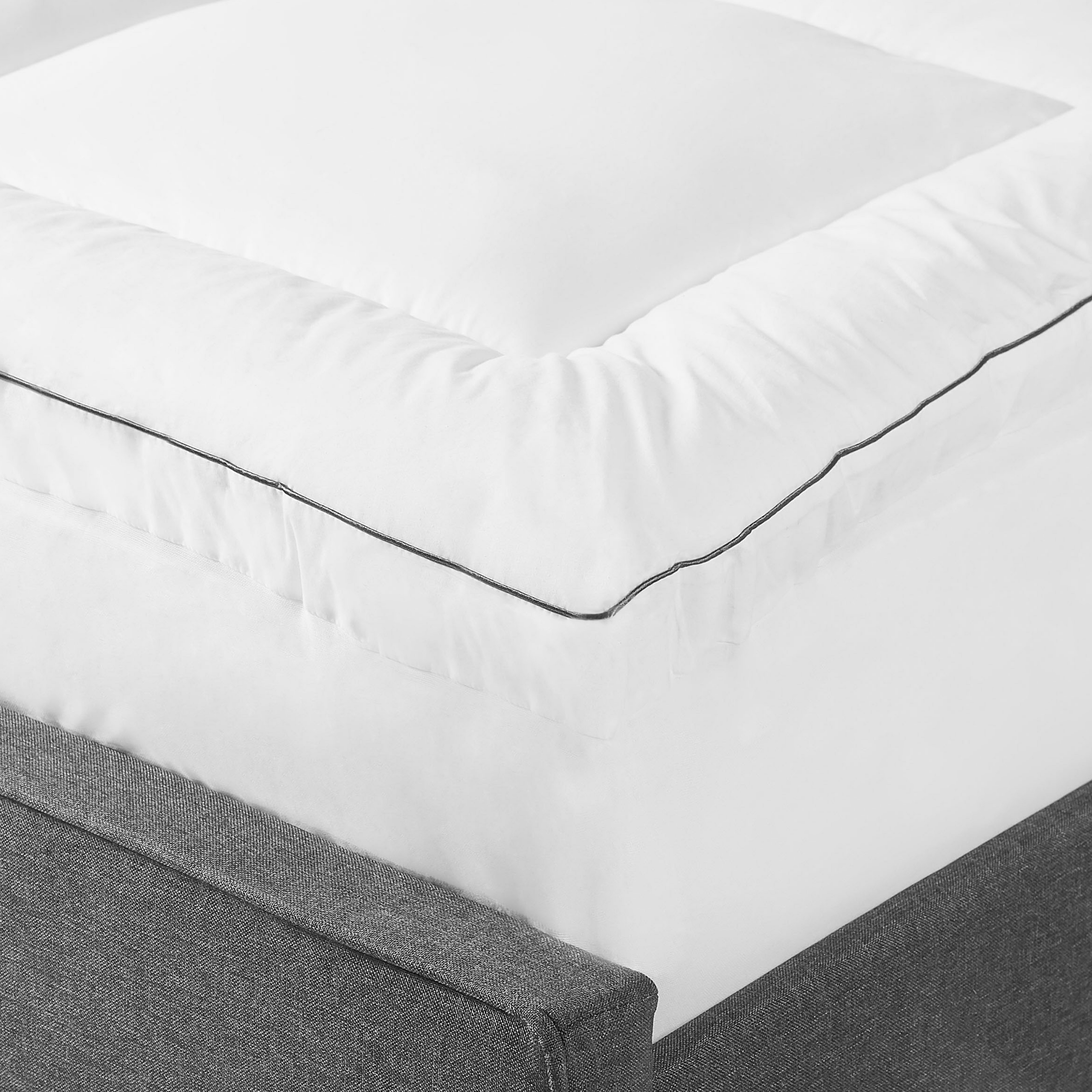 Beliani Mattress Topper White Japara Cotton Super King Size 180 x 200 cm 4 cm Depth