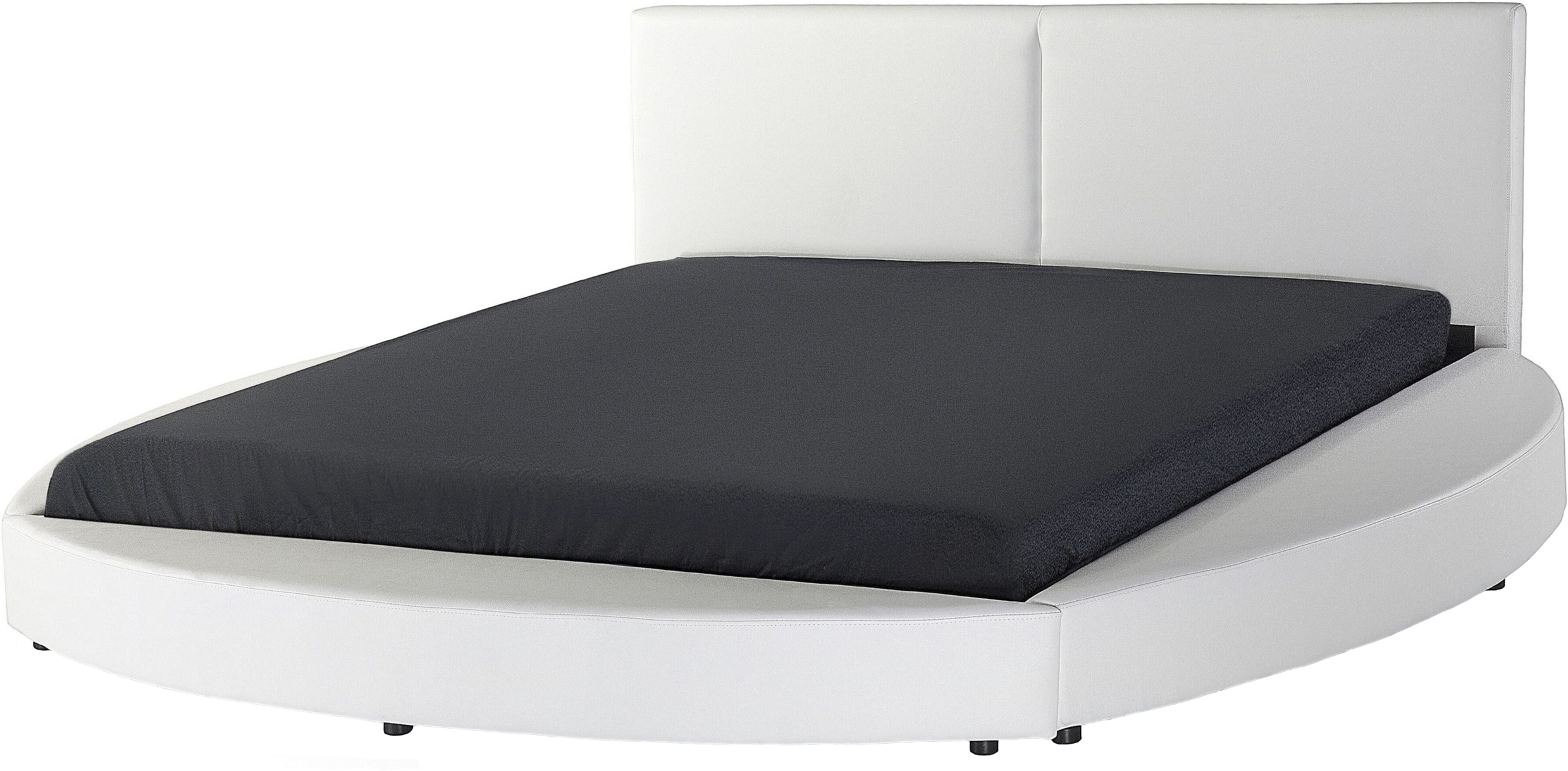 Beliani Platform Bed Frame White Genuine Bonded Leather Upholstered 6ft EU Super King Size Modern Design