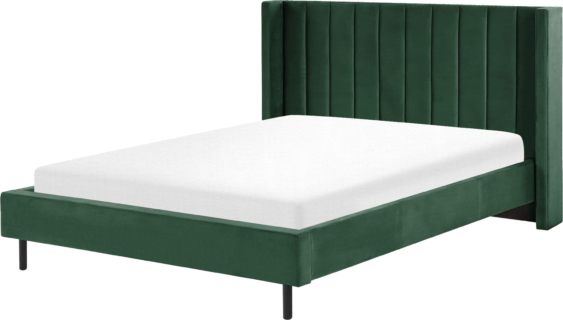 Beliani EU King Size Bed Frame 5ft3 Dark Green Velvet Slatted Base