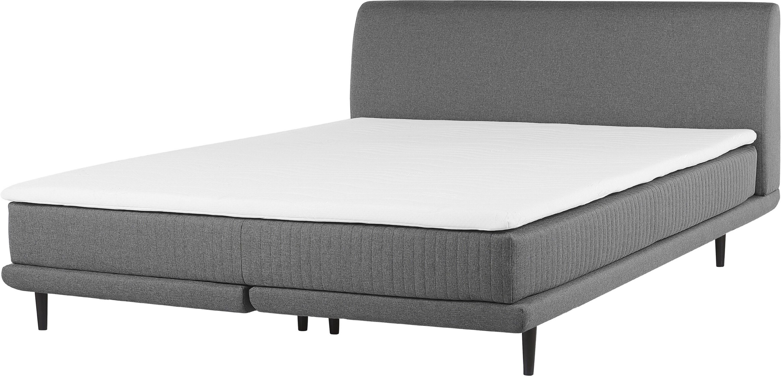 Beliani EU Super King Size Continental Divan Bed 6ft Light Grey Fabric with Zigzag Spring Mattress and Topper