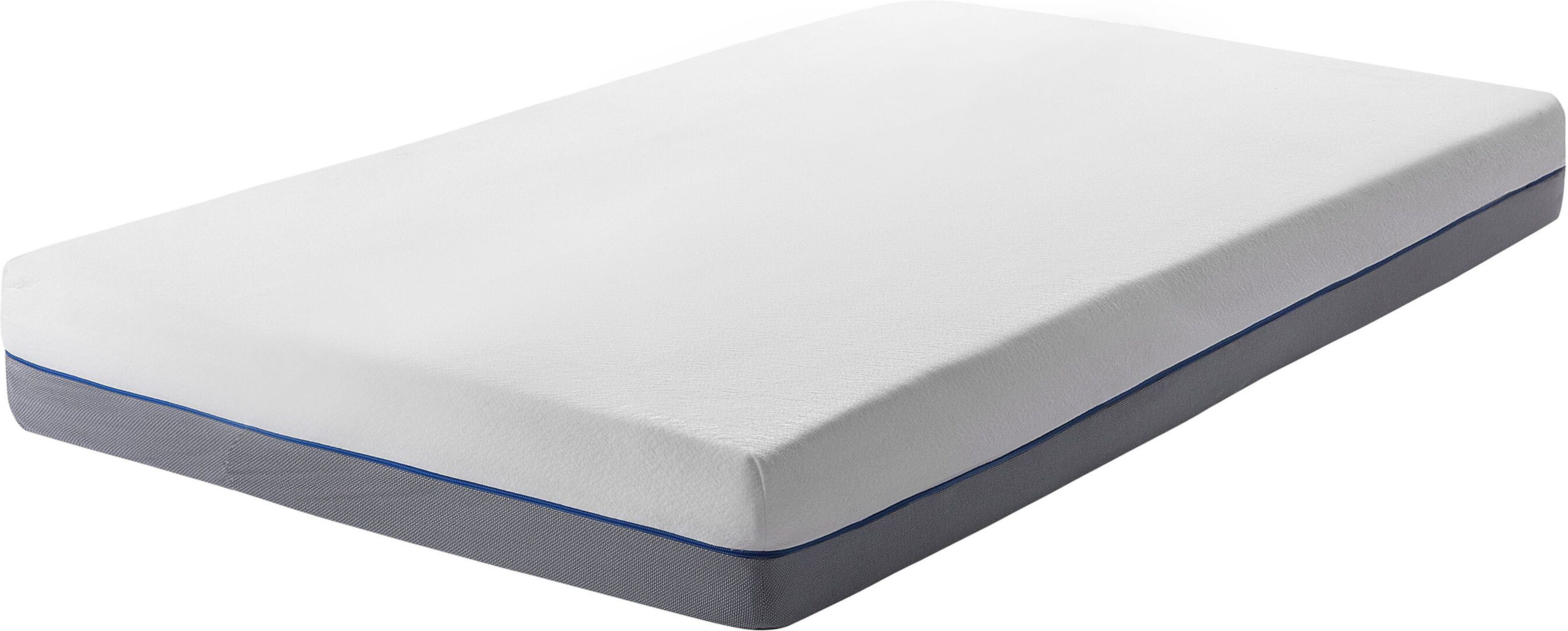 Beliani Memory Foam Mattress White with Grey Fabric EU Small Single Size Firm