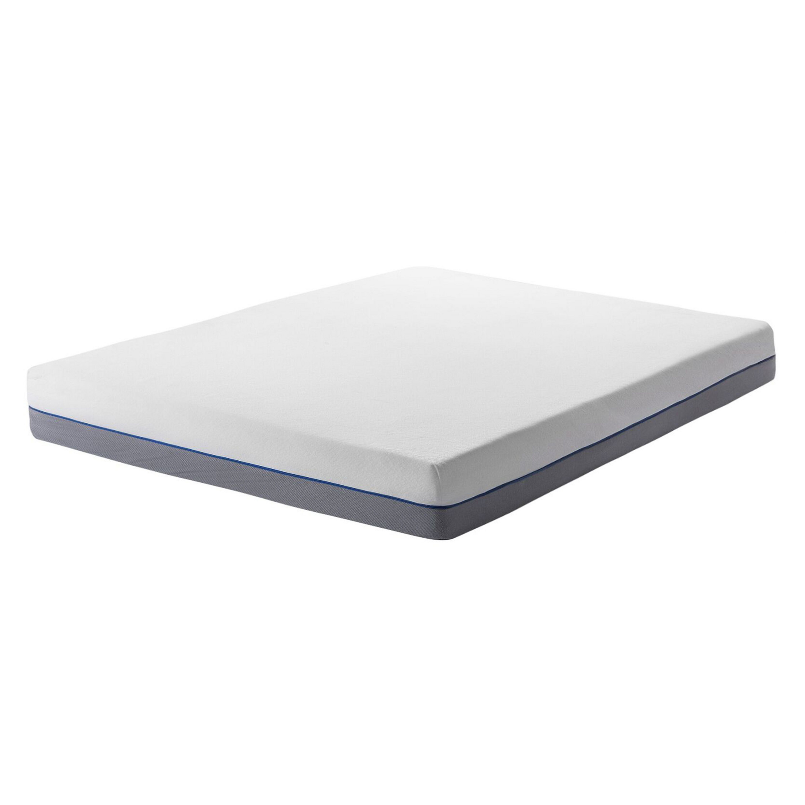 Beliani Memory Foam Firm Mattress White with Grey Fabric EU Double Size 4ft6 Medium Firm