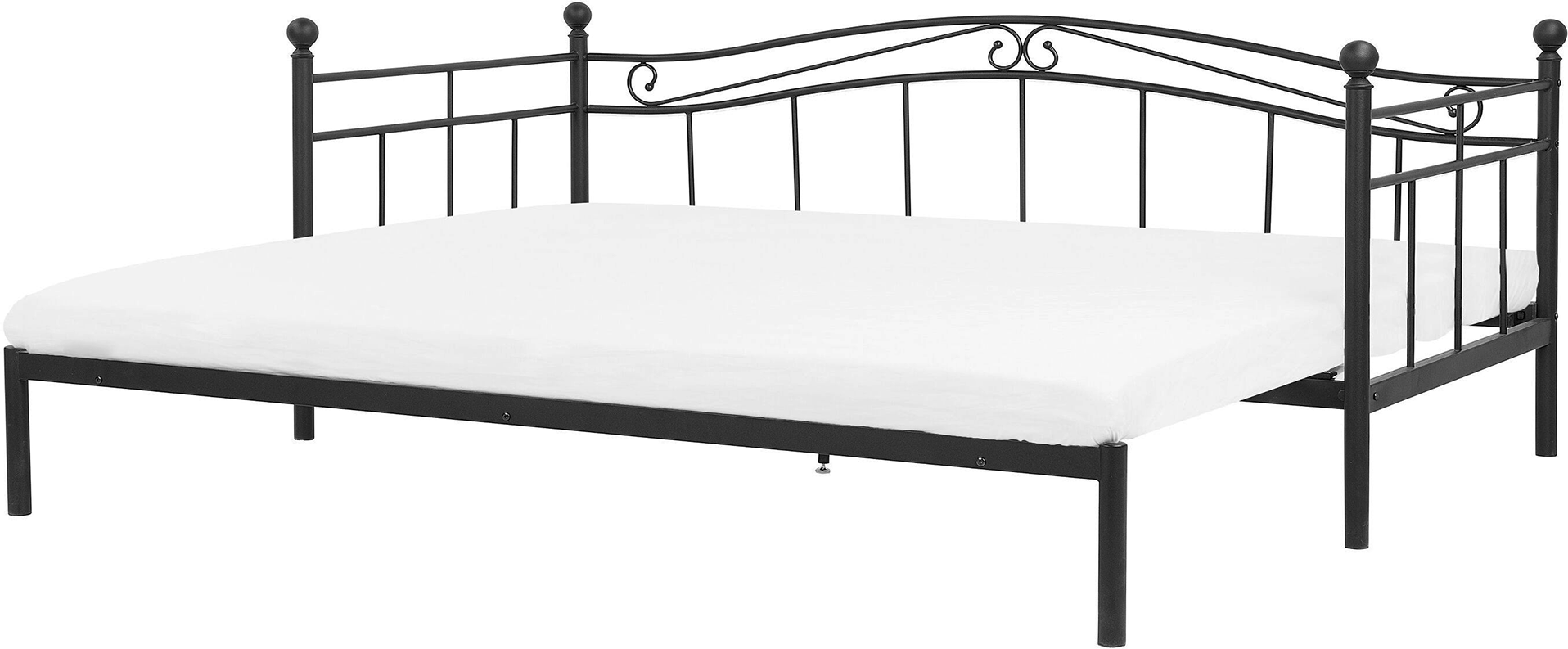 Beliani Daybed Trundle Bed Black EU Single 2ft6 to EU King Size 5ft Slatted Base Pull-Out Convertible