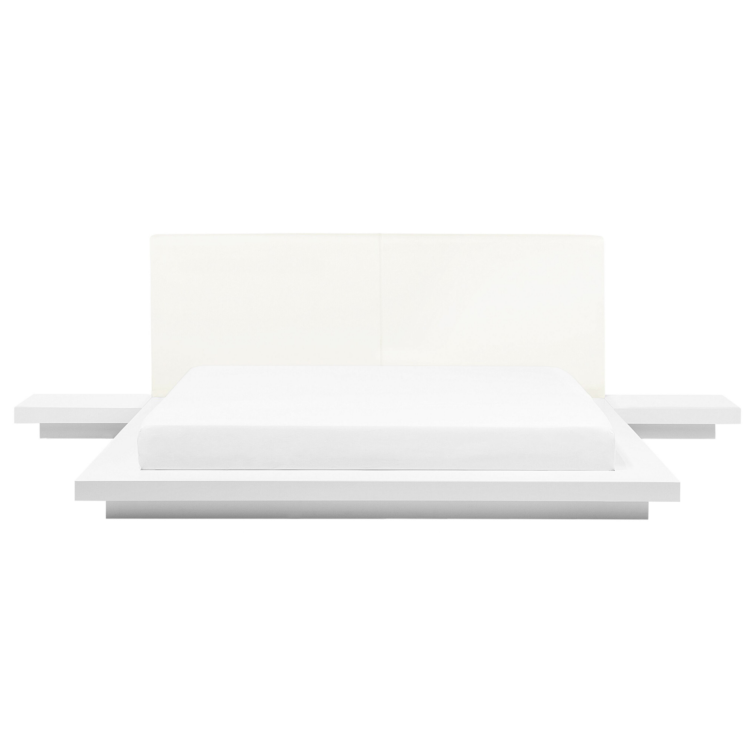 Beliani Japan Bed Frame White EU King Size 5ft3 Wood Veneer Low Profile Bedroom