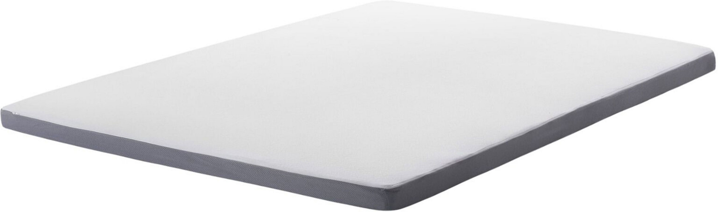 Beliani Mattress Topper White with Grey Fabric EU Double Size 160 x 200 cm 6 cm Depth