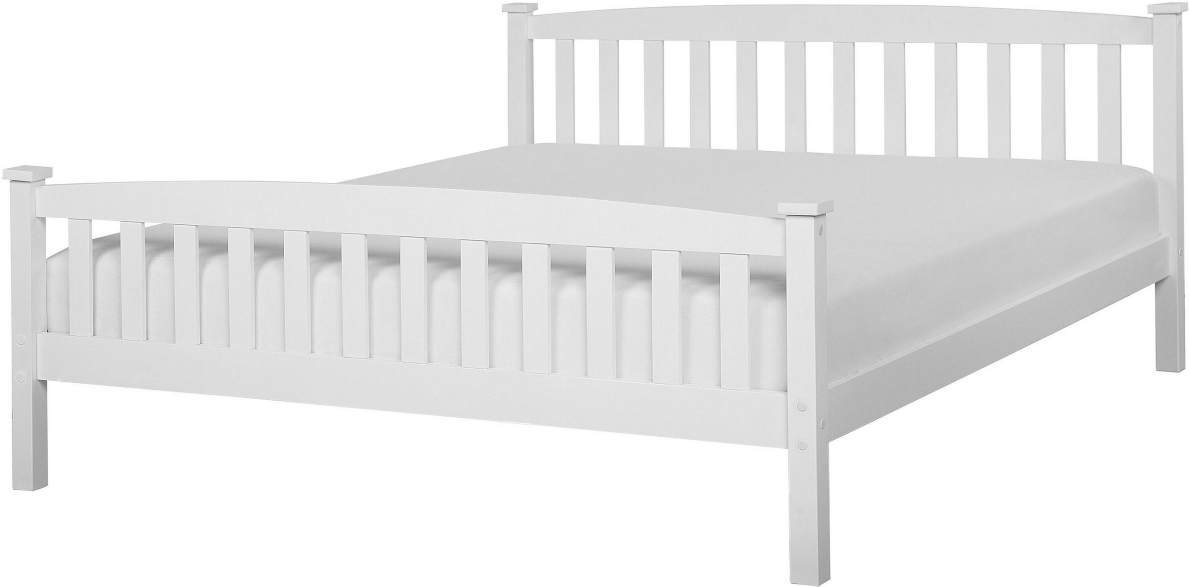 Beliani Double Bed Frame White Pine Wood 160 x 200 cm King Size Slatted