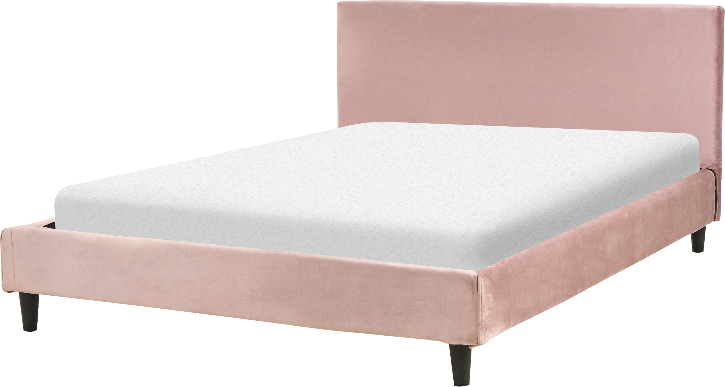 Beliani EU King Size Panel Bed 5ft3 Pink Velvet Slatted Frame Contemporary