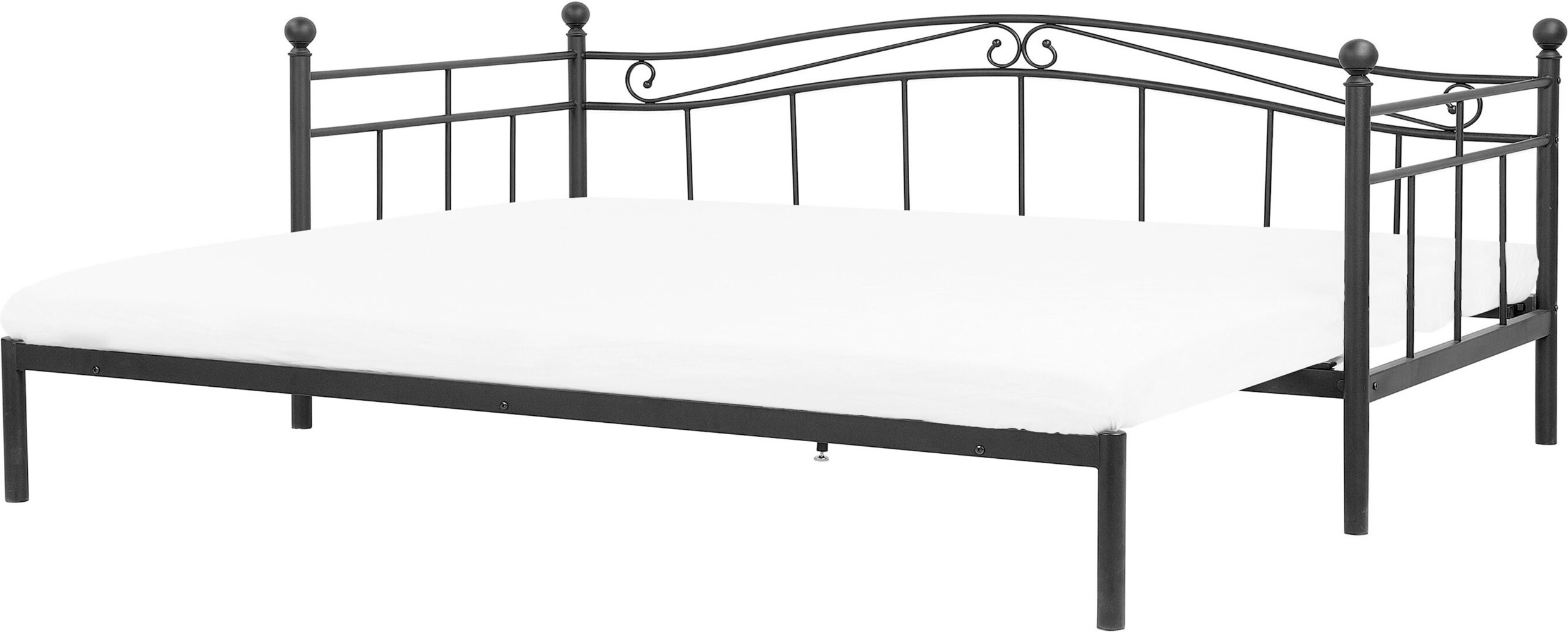 Beliani Daybed Trundle Bed Black EU Single 3ft to EU Super King Size 6ft Slatted Base Pull-Out Convertible