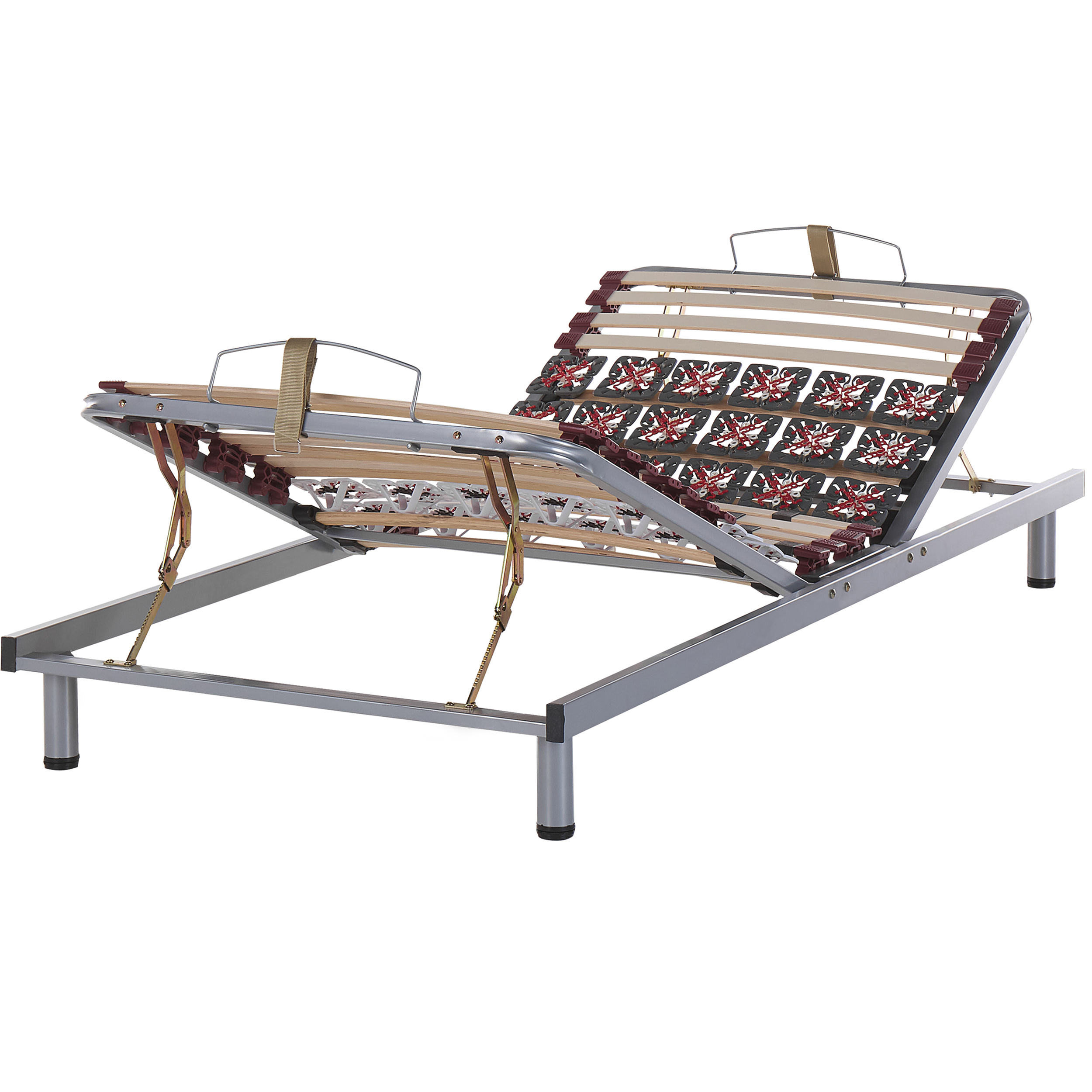 Beliani EU Single Bed Base 3ft Manual Adjustable Solid Wood Slats Metal Frame