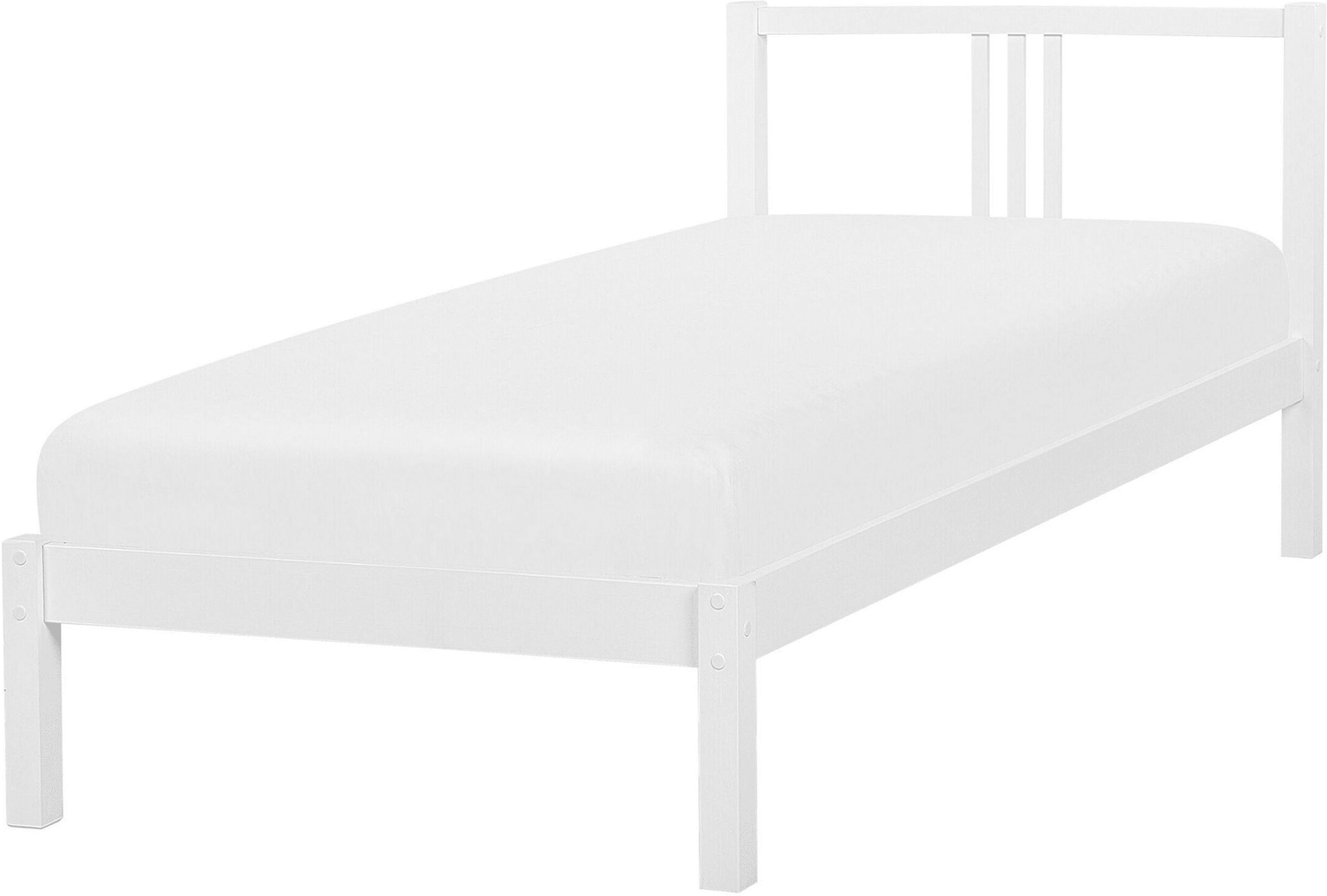 Beliani Bed Frame White Pine Wood EU Single Size 3ft Slatted Base Modern