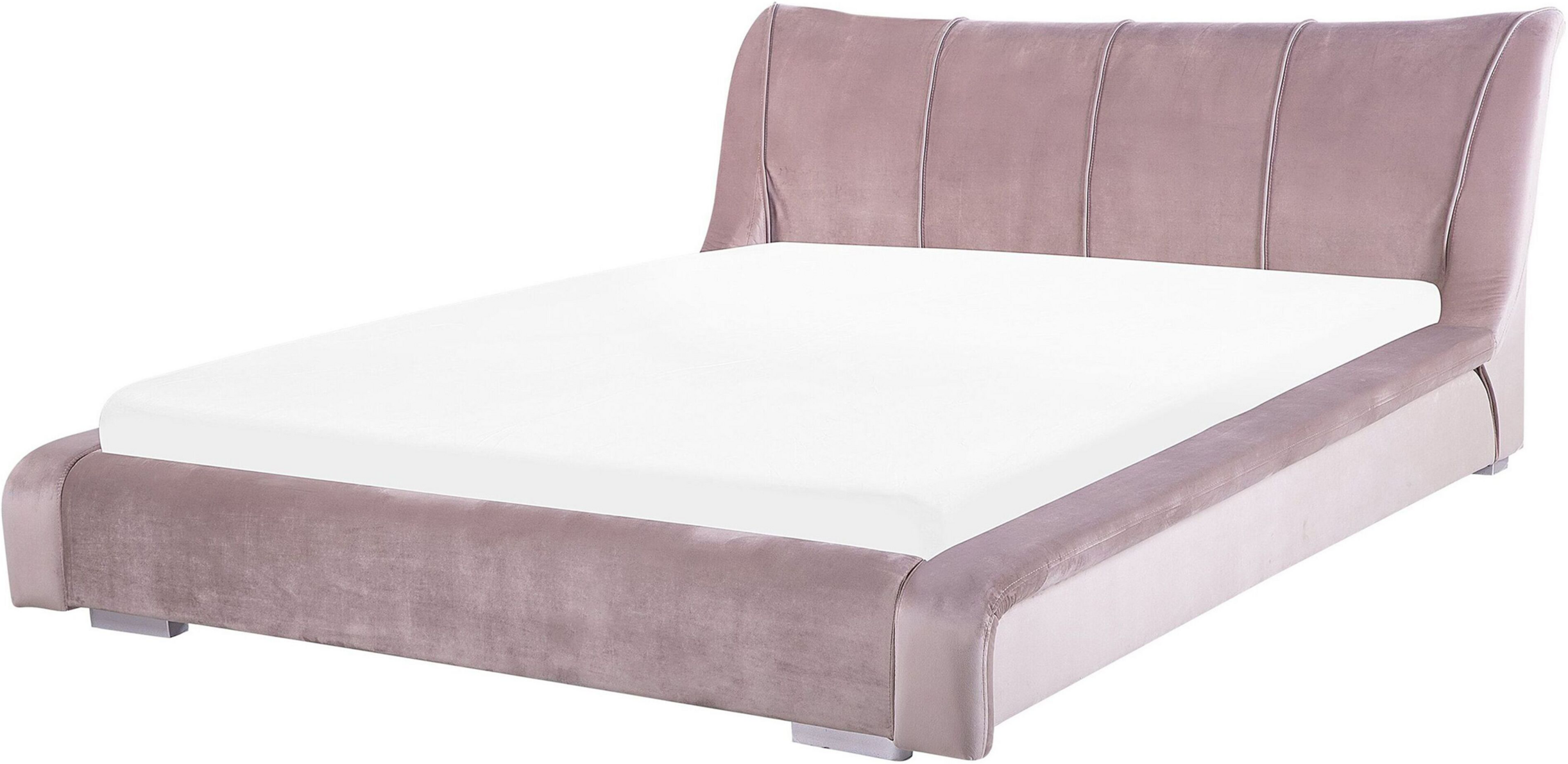 Beliani Waterbed Pink Velvet EU King Size 5ft3 Accessories Wave Reduction Large Headboard Modern