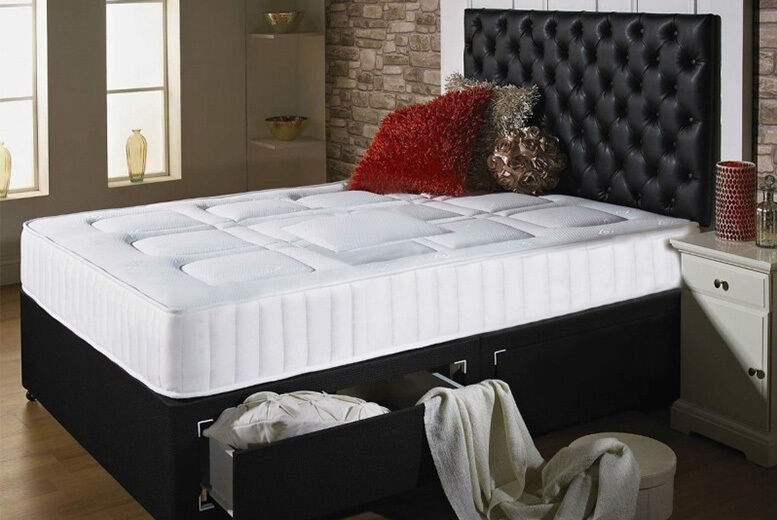 Giomani Designs Chesterfield Divan Bed with Headboard, Mattress and Optional Storage - 4 colours!