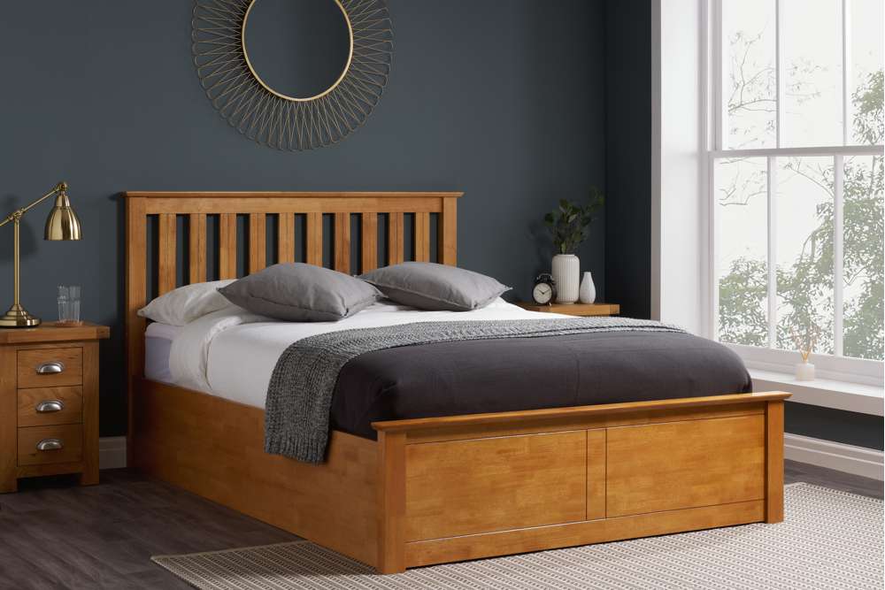 Photos - Bed Denbeigh King Ottoman  Oak