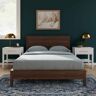 New Heights Renner Brown Walnut Solid Wood Frame King Platform Bed with Headboard