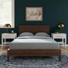 New Heights Renner Brown Walnut Solid Wood Frame Queen Platform Bed with Headboard