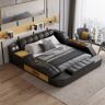 Homary Black Smart Bed King Size Tufted Platform Bed with Massage, Storage & Speaker