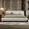 Homary Modern White Boucle Platform Bed King Size Bed Frame with Upholstered Headboard